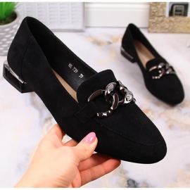 Chaussures femme en daim avec chaîne Sergio Leone MK739 le noir 4