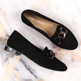 Chaussures femme en daim avec chaîne Sergio Leone MK739 le noir 6