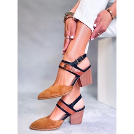 BM Escarpins à talon ouvert Chiatti Camel brun 5