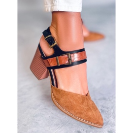 BM Escarpins à talon ouvert Chiatti Camel brun 4