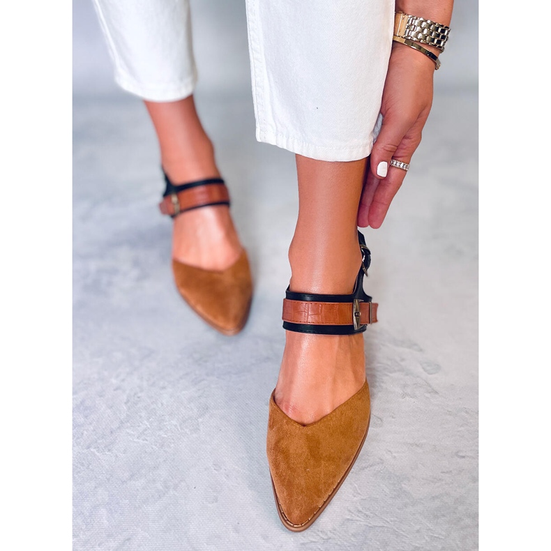 BM Escarpins à talon ouvert Chiatti Camel brun 1