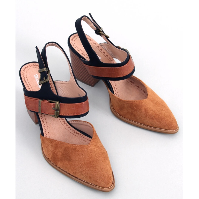 BM Escarpins à talon ouvert Chiatti Camel brun 2