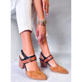 BM Escarpins à talon ouvert Chiatti Camel brun 3