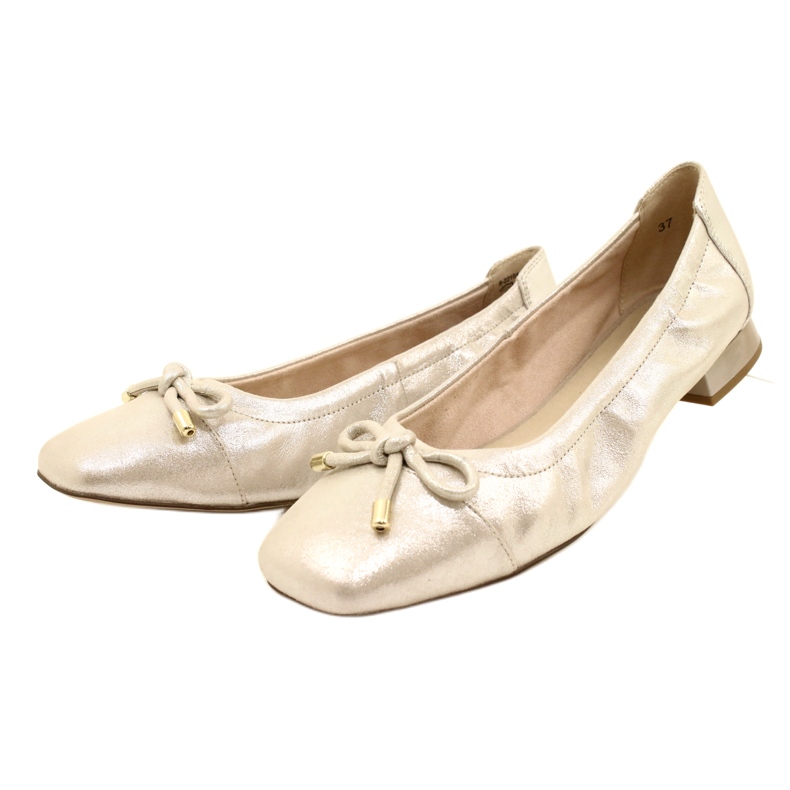 Caprice Ballerinas Chaussures pour femmes avec un arc 9-22104-20 354 Taupe Sue.Met argent 3
