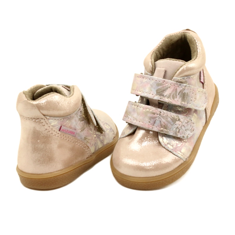 Mazurek Bottines Velcro 1302 Spring Flower Satin Doré beige 3