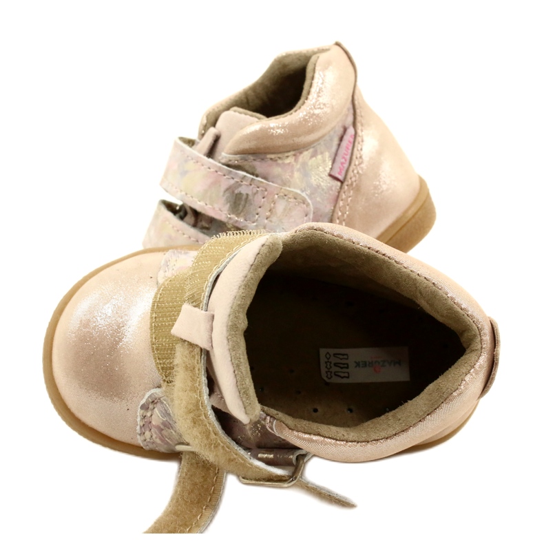 Mazurek Bottines Velcro 1302 Spring Flower Satin Doré beige 4