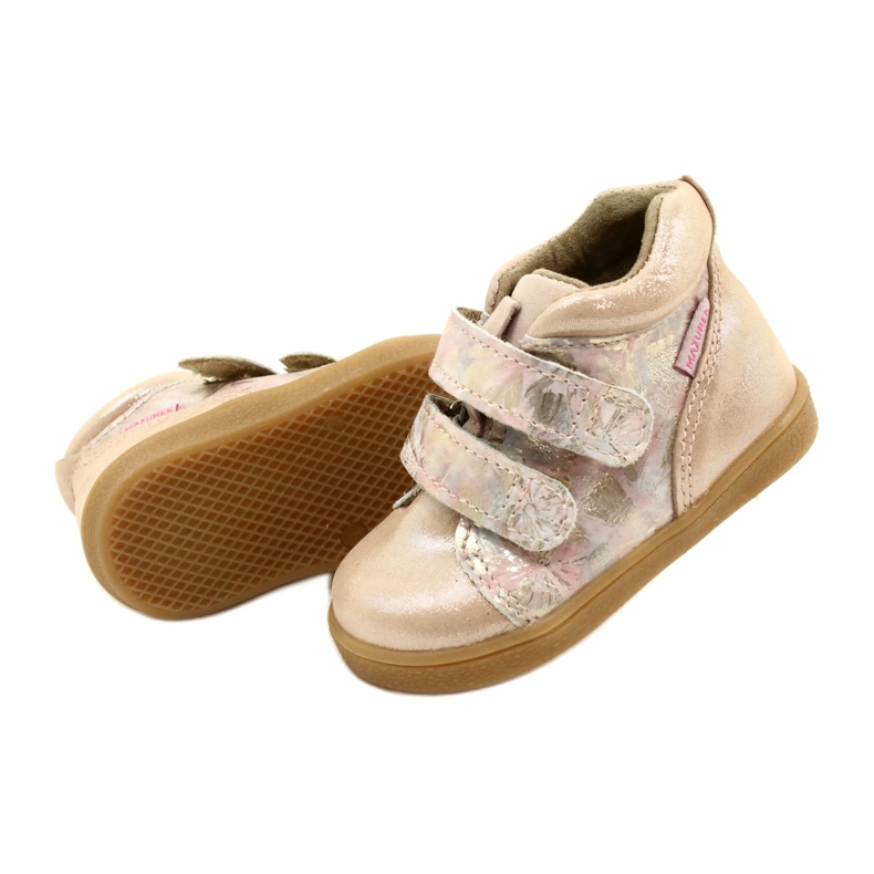 Mazurek Bottines Velcro 1302 Spring Flower Satin Doré beige 5
