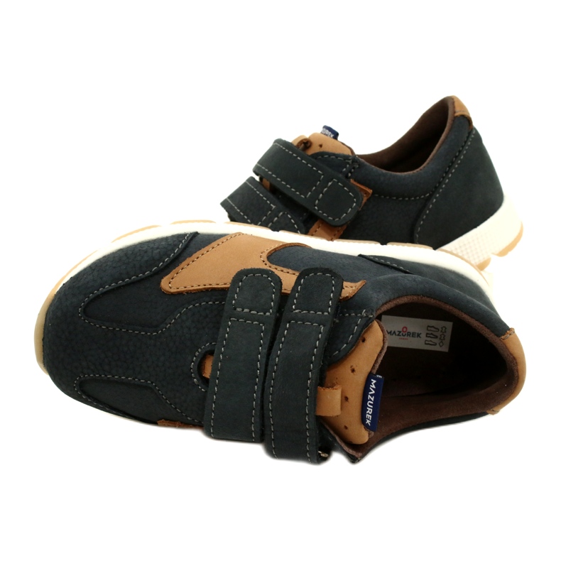Chaussures Casual en Cuir Mazurek 1362 Velcro Bleu Marine-Marron 5 Chaussures Casual en Cuir Mazurek 1362 Velcro Bleu Marine-Marron 5
