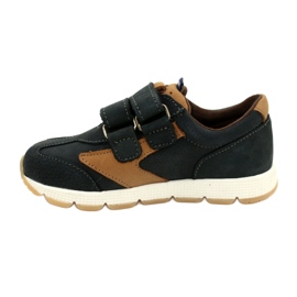 Chaussures Casual en Cuir Mazurek 1362 Velcro Bleu Marine-Marron 1