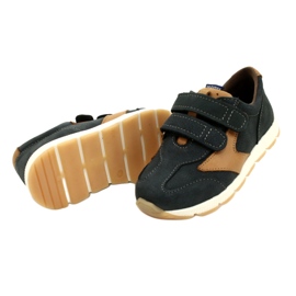 Chaussures Casual en Cuir Mazurek 1362 Velcro Bleu Marine-Marron 4