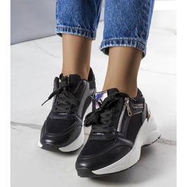 Baskets compensées noires Stacey le noir 1