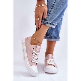 Baskets basses en cuir pour femmes Big Star LL274015 Rose 2