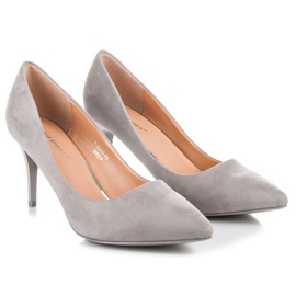 Ideal Shoes Chaussures à talons en daim gris 3