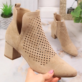 Bottines en daim beige ajouré femme Vinceza 10892 4