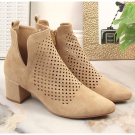 Bottines en daim beige ajouré femme Vinceza 10892 5