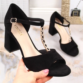 Sandales femme en daim noir sur tige avec zircons Vinceza 20195 le noir 4