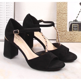Sandales femme en daim noir sur tige avec zircons Vinceza 20195 le noir 5