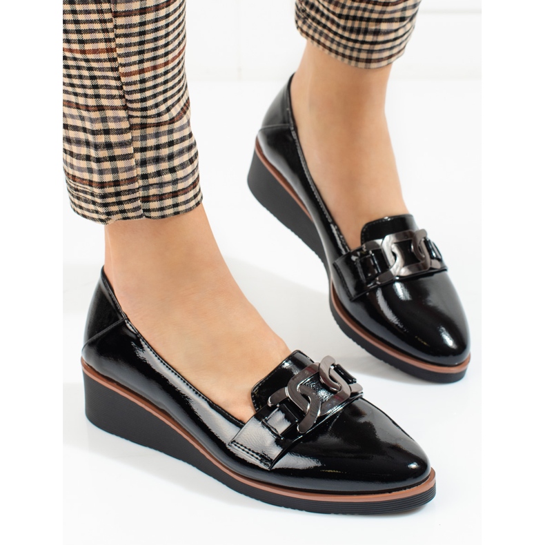 W. Potocki Chaussures laquées pour femmes à semelle compensée basse de Potocki noir 2