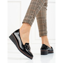 W. Potocki Chaussures laquées pour femmes à semelle compensée basse de Potocki le noir 3
