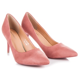 Ideal Shoes Talons hauts en daim rose 5