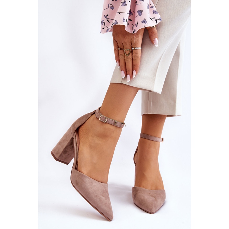 Escarpins à talons en daim beige foncé Lexie 1