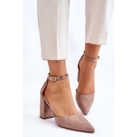 Escarpins à talons en daim beige foncé Lexie 5