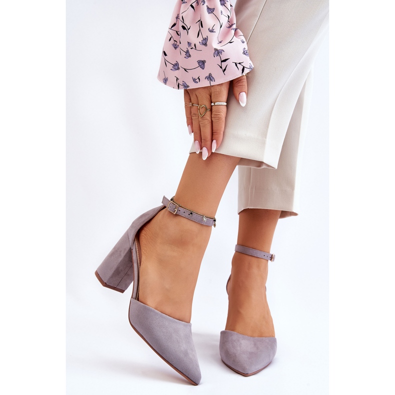 PS1 Escarpins Talon Daim Gris Lexie 1