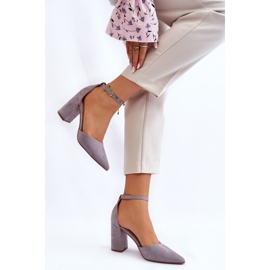PS1 Escarpins Talon Daim Gris Lexie 7