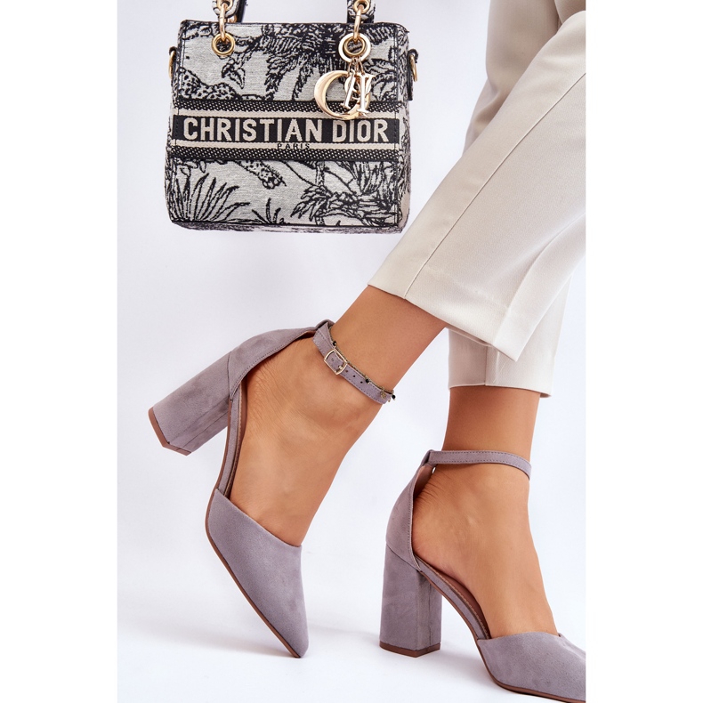 PS1 Escarpins Talon Daim Gris Lexie 2