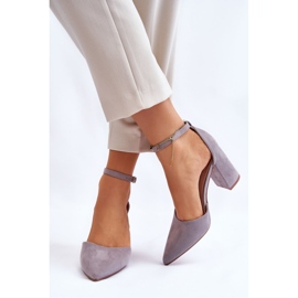 PS1 Escarpins Talon Daim Gris Lexie 4