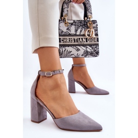 PS1 Escarpins Talon Daim Gris Lexie 3