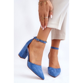 Escarpins à talons en daim bleus Lexie 1