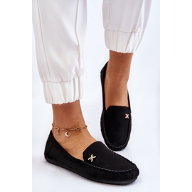 Mocassins Femme En Daim Avec Leah Embellissement Noir le noir 3