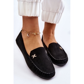 Mocassins Femme En Daim Avec Leah Embellissement Noir le noir 4