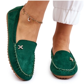 PS1 Mocassins Femme En Daim Avec Leah Vert Embellissement 9