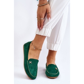 PS1 Mocassins Femme En Daim Avec Leah Vert Embellissement 1