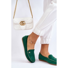 PS1 Mocassins Femme En Daim Avec Leah Vert Embellissement 2