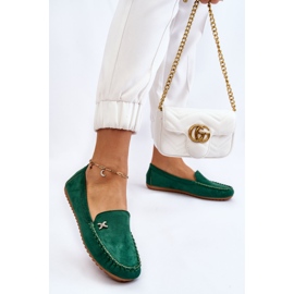 PS1 Mocassins Femme En Daim Avec Leah Vert Embellissement 3