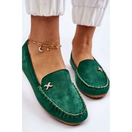 PS1 Mocassins Femme En Daim Avec Leah Vert Embellissement 5
