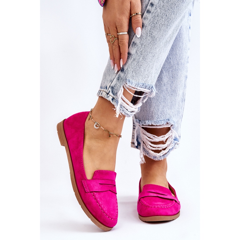 PS1 Mocassins Femme Daim Confortable Fuchsia Lucca rose 1