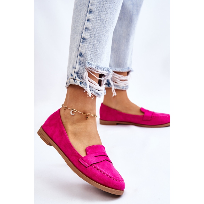 PS1 Mocassins Femme Daim Confortable Fuchsia Lucca rose 2