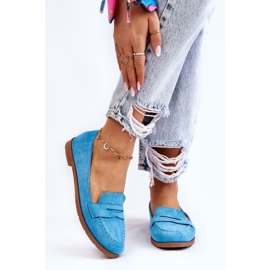 PS1 Mocassins Confortables en Daim pour Femme Bleu Lucca 1