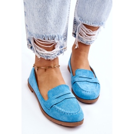PS1 Mocassins Confortables en Daim pour Femme Bleu Lucca 4
