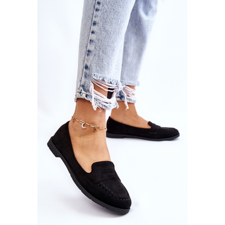 Mocassins confortables en daim pour femmes Noir Lucca le noir 2