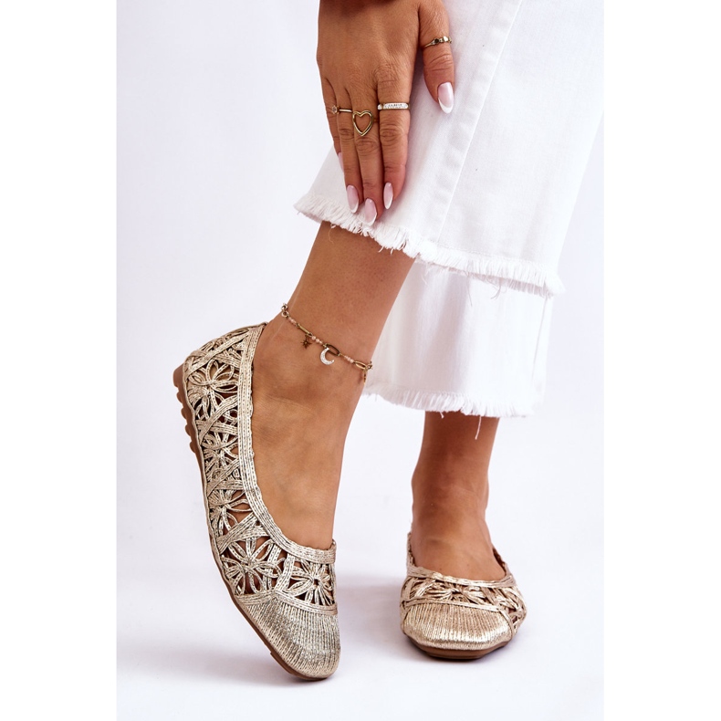 PS1 Ballerines Thiago dorées à la mode ajourées 1