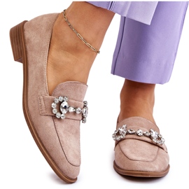PS1 Elégants mocassins en daim beige foncé Aliya 8