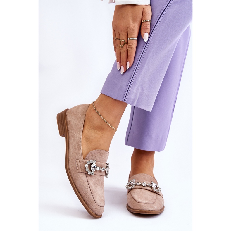 PS1 Elégants mocassins en daim beige foncé Aliya 1