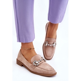 PS1 Elégants mocassins en daim beige foncé Aliya 5
