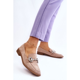 PS1 Elégants mocassins en daim beige foncé Aliya 2
