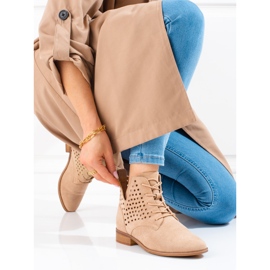 W. Potocki Bottines ajourées à lacets femme Potocki beige 1